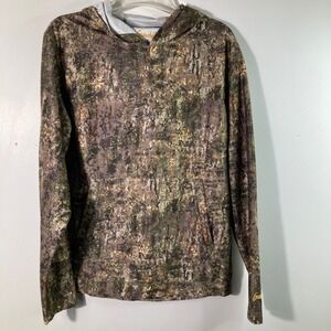 Boys Gamehide Shape Shift Camo Hoodie‎ XL Green Brown Polyester Kangaroo Pocket